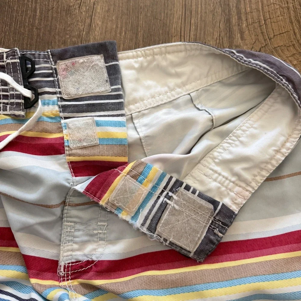 Billabong Board Shorts Mens Size 33 Multi-Color Striped Surf Swim Trunks Y2K